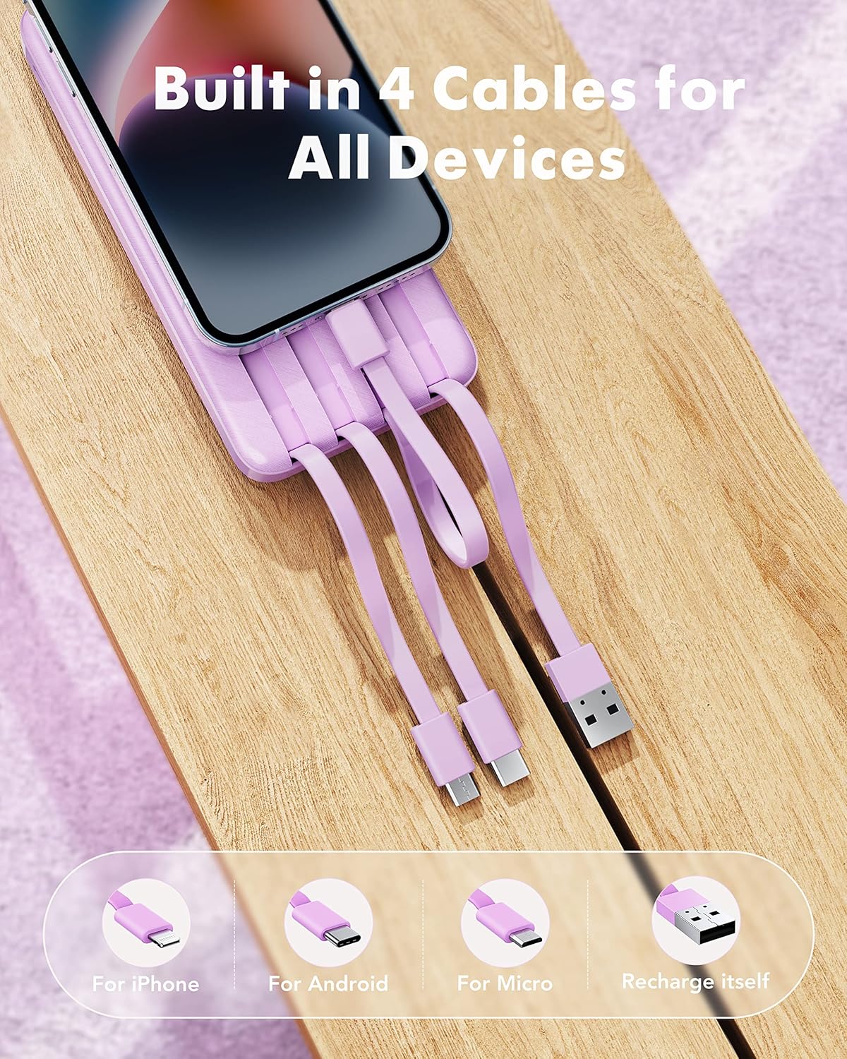 Thumbnail 1 de Charmast Power Bank with Built-in Cables X4