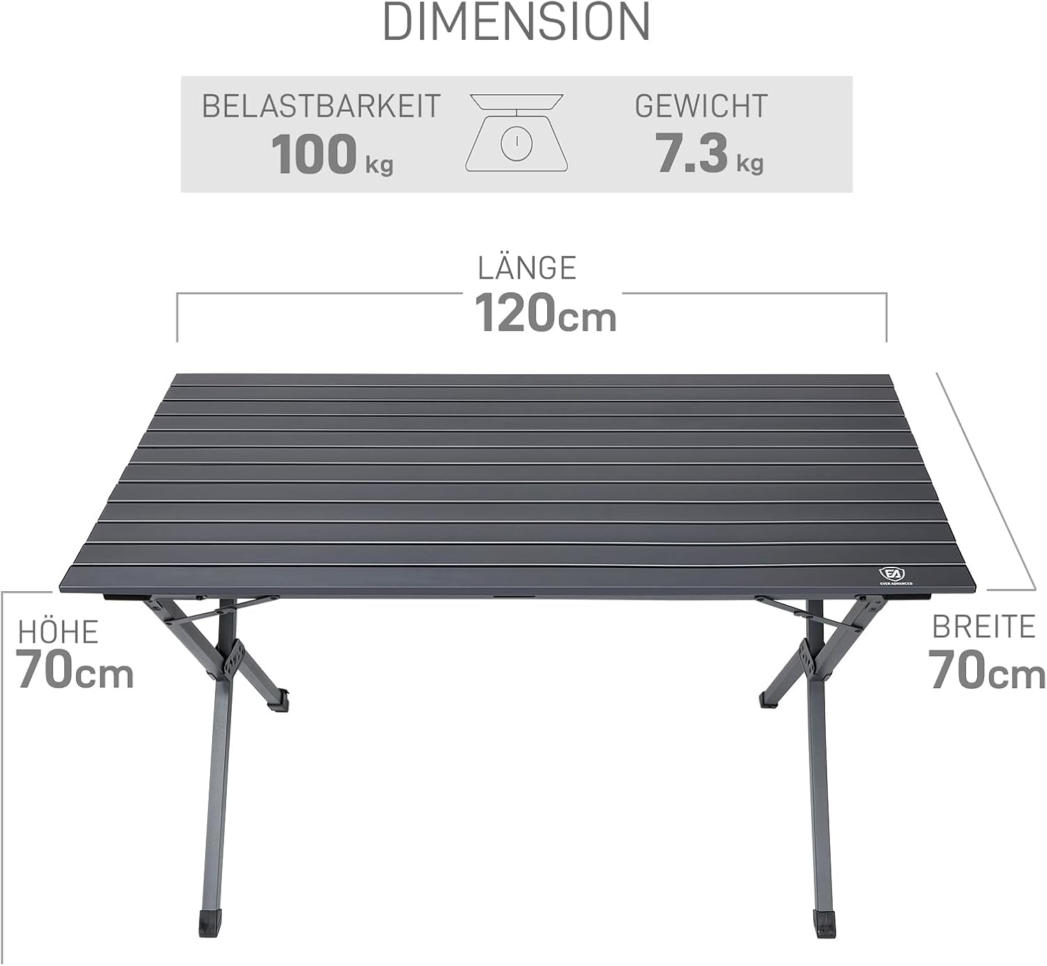 Thumbnail 2 de EVER ADVANCED Campingtisch Klappbar Aluminium 120x70 cm – robust, leicht und kompatibel mit Outdoor-Aktivitäten