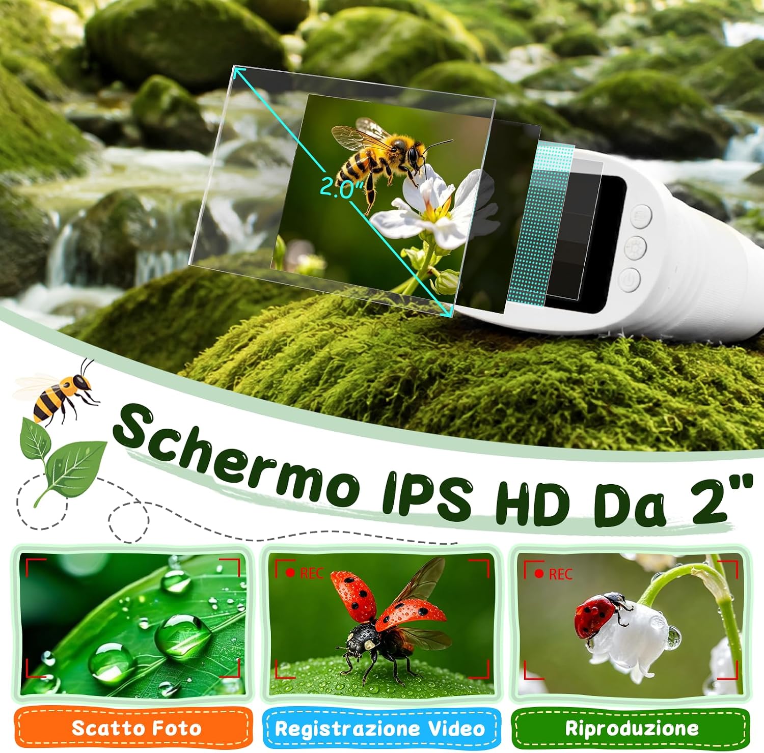 Thumbnail 3 de ASPOVEN Microscopio Digitale Bambini 1000X con Schermo IPS 2'' – Esplora il micro-world in modo semplice