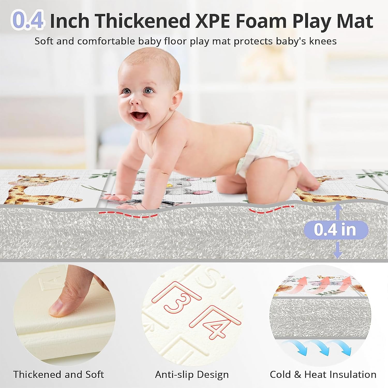 Detalle de NOONKTY Baby Play Mat 79 x 71 Inches