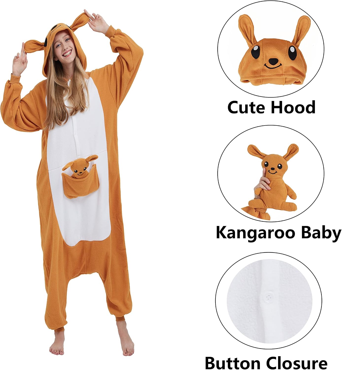 Detalle 2 de SimZoo Adult Animal Onesie Pajamas, Polar Fleece with Hood and Pockets