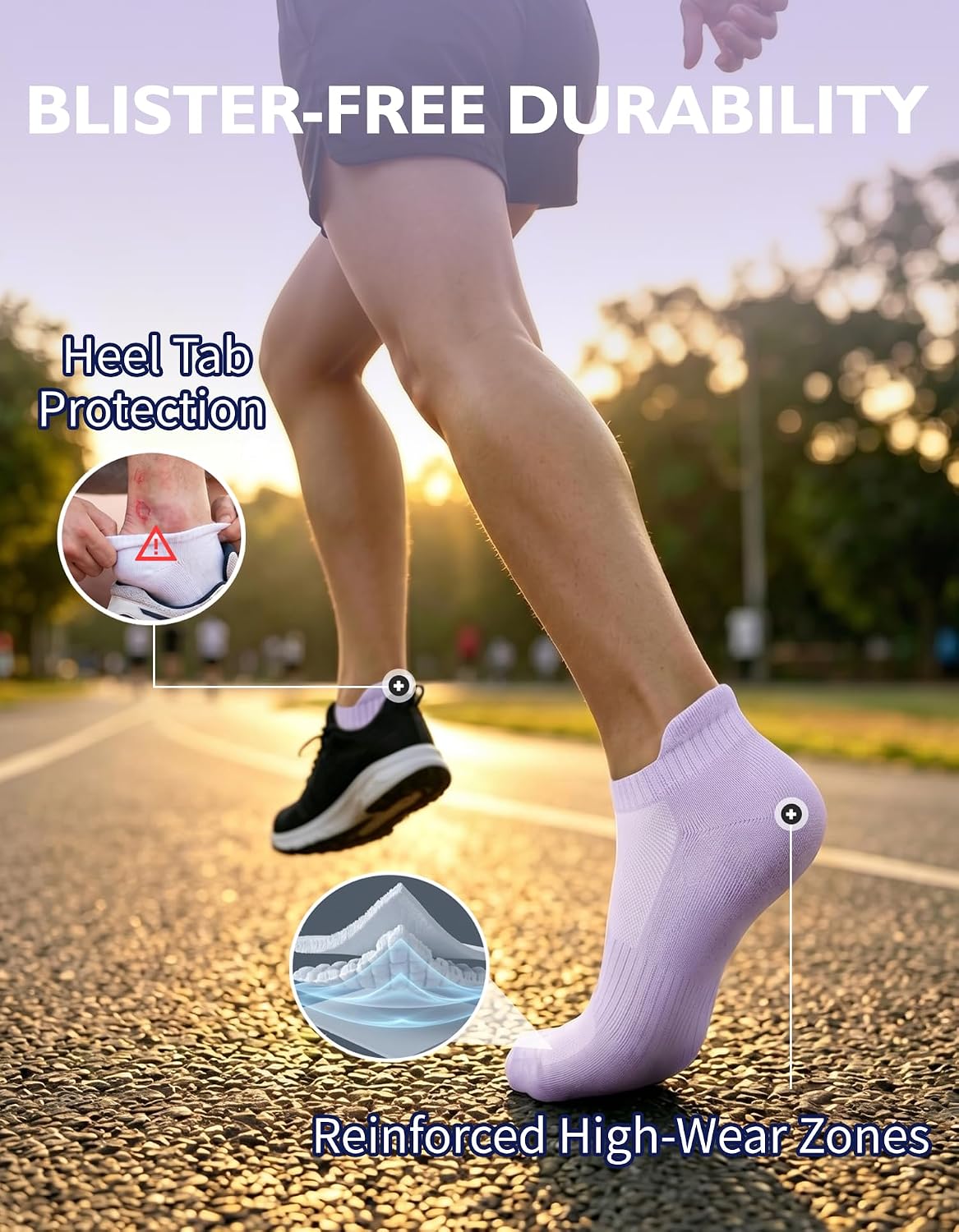 Detalle de CLOSEMATE YS02 Ankle Running Socks, 7 Pairs, Cotton Cushioning
