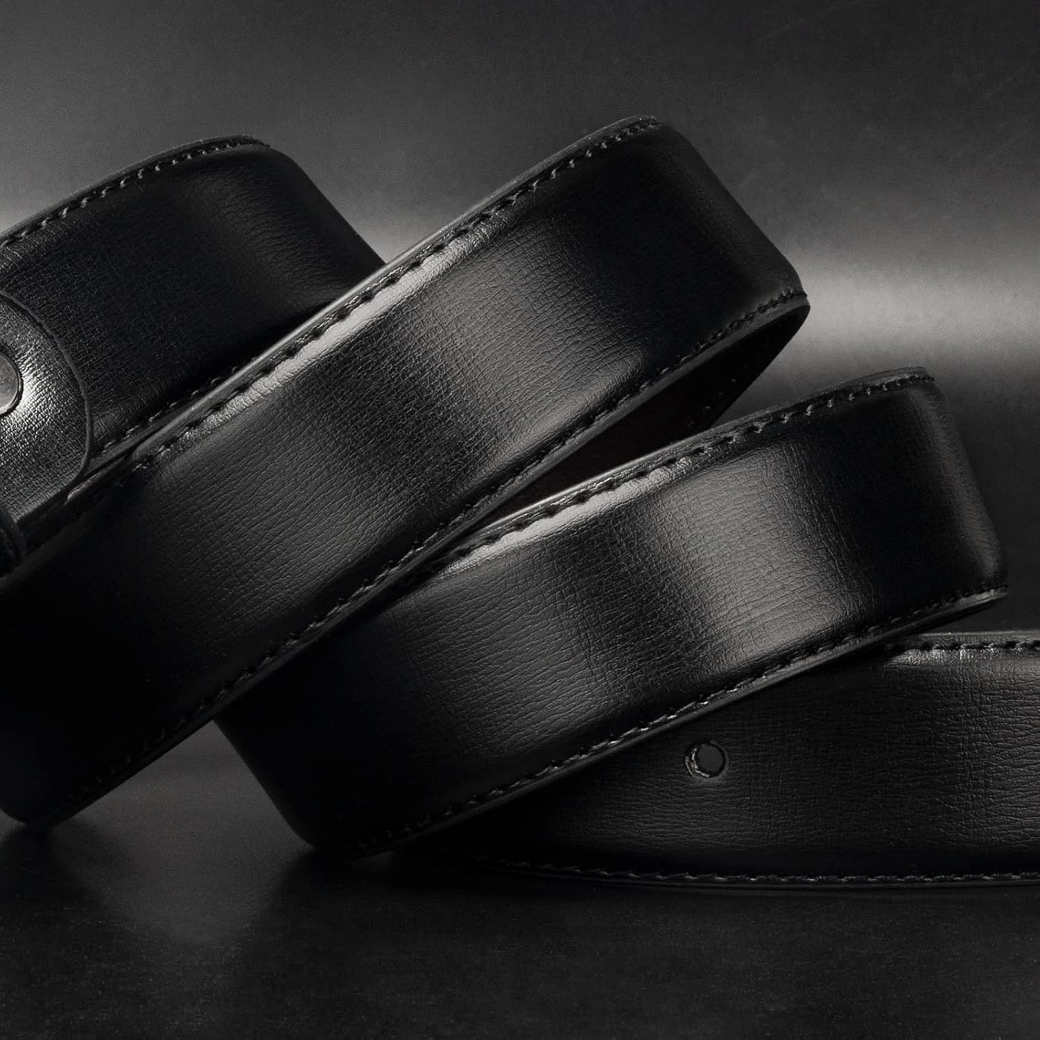 Detalle 2 de maikun Black Leather Belt for Men
