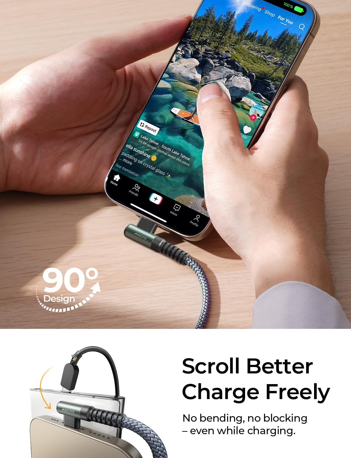 Thumbnail 1 de AINOPE USB C Charger Cable 2m — Fast Charging for iPhone & Samsung