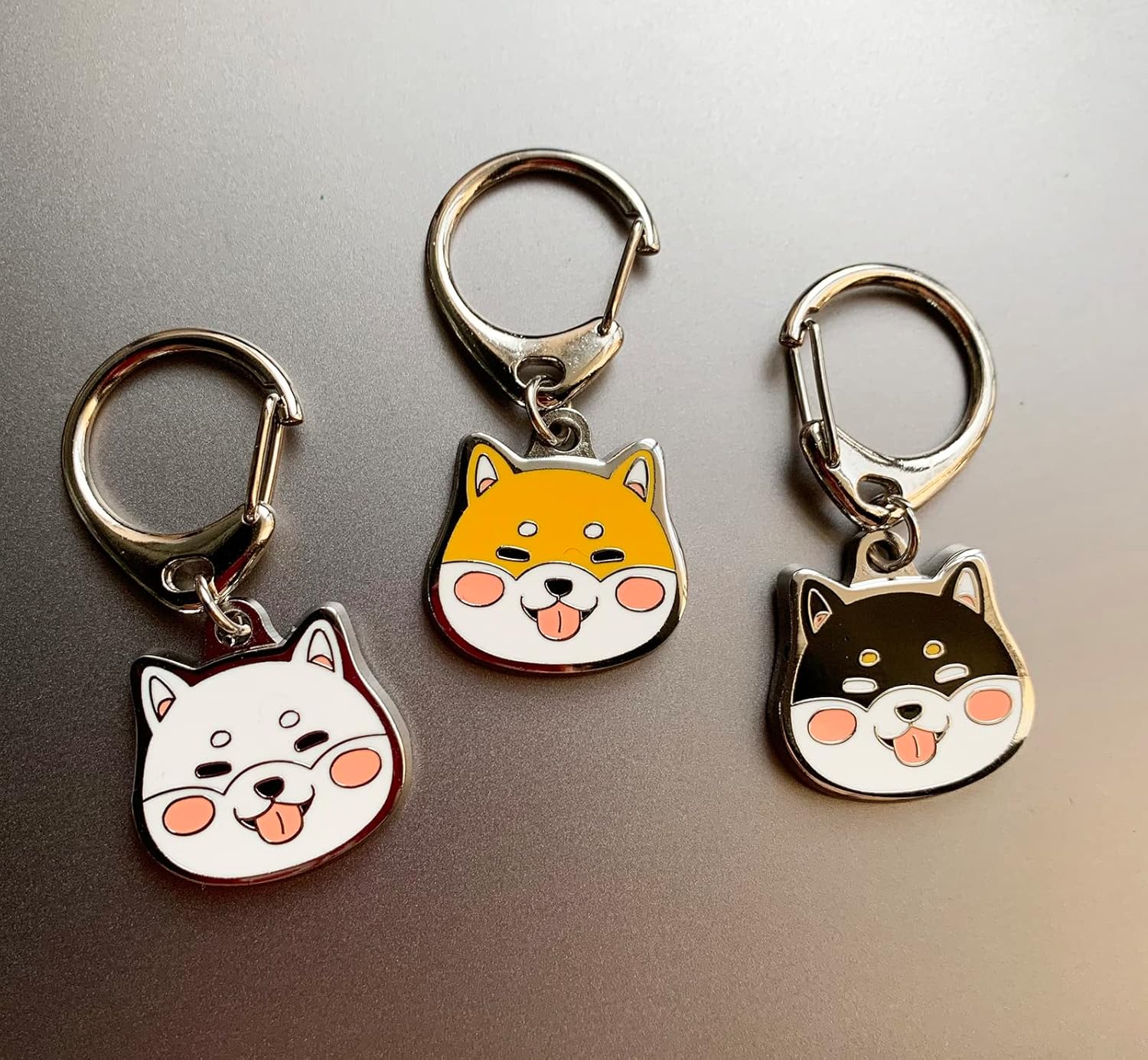 Detalle de BT Bear metal dog ID tags pendant keyring (Yellow Shiba Inu pattern)