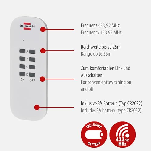 Detalle de Brennenstuhl Funkschalt-Set RC CE1 4001 – 4er Funksteckdosen-Set