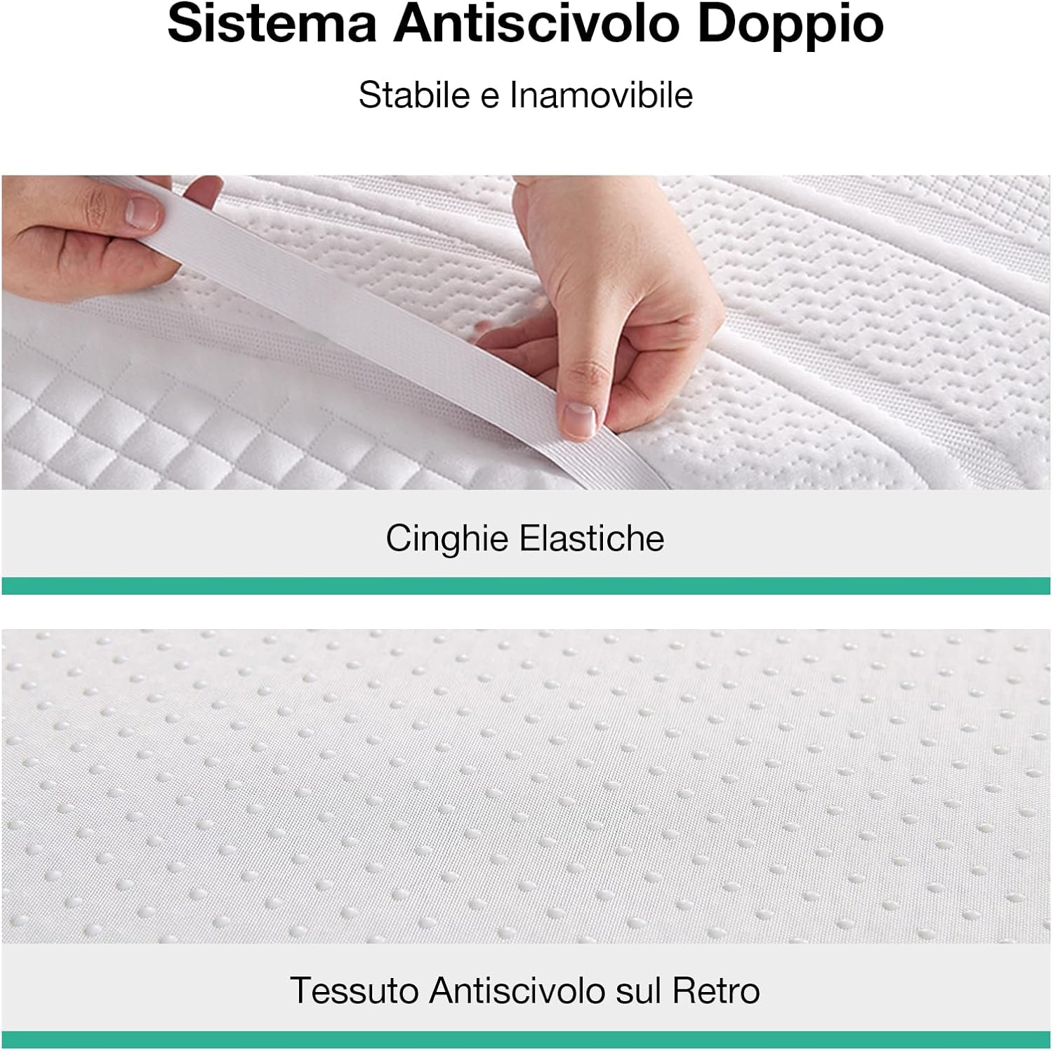 Detalle de Novilla Topper Materasso in Memory Foam Gel 180x200 cm, 7,5 cm di spessore – comfort, igiene e anti-scivolo