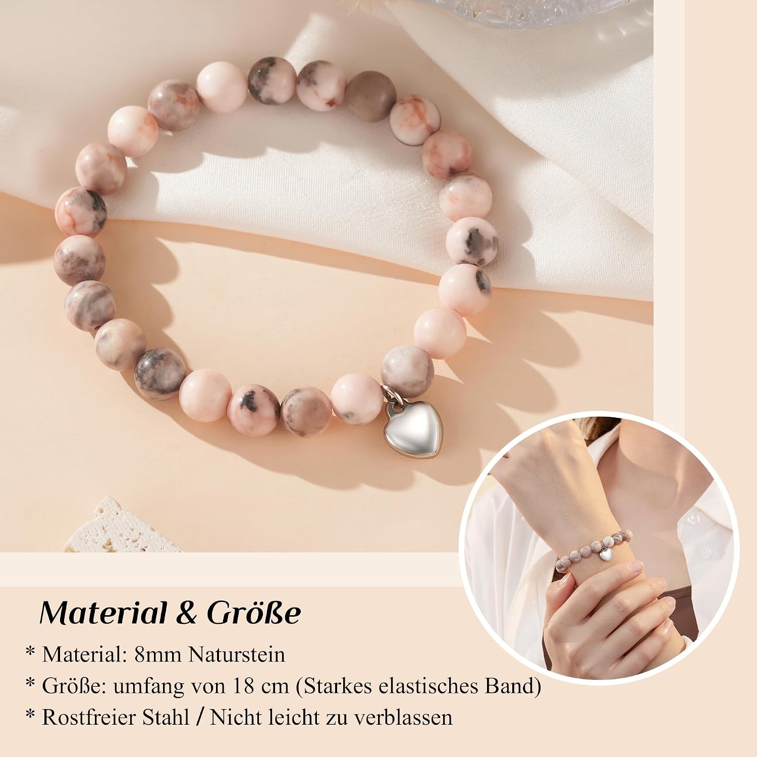 Detalle 2 de POWWA Naturstein Armband 18 cm