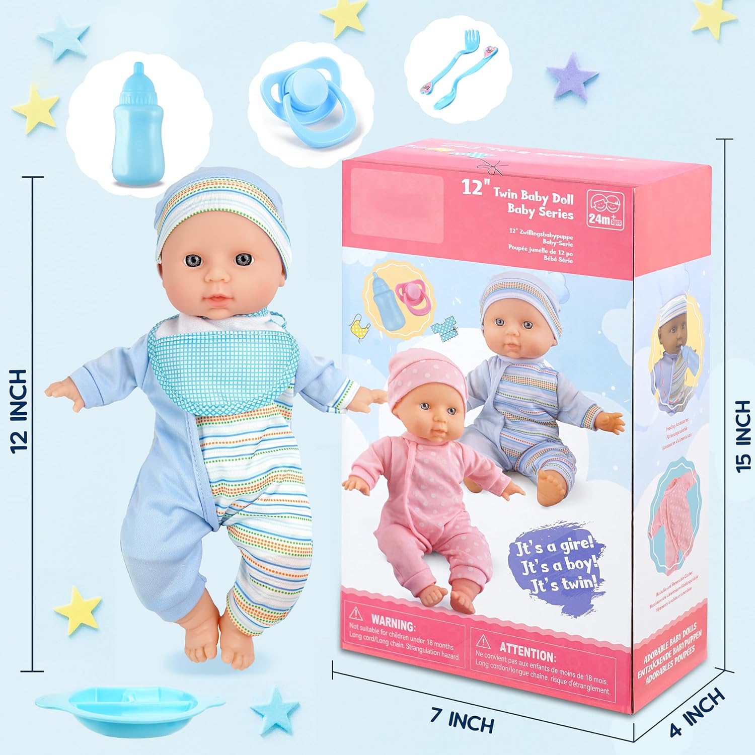 Detalle 1 de Toy Choi's Twin Baby Dolls, 12-Inch