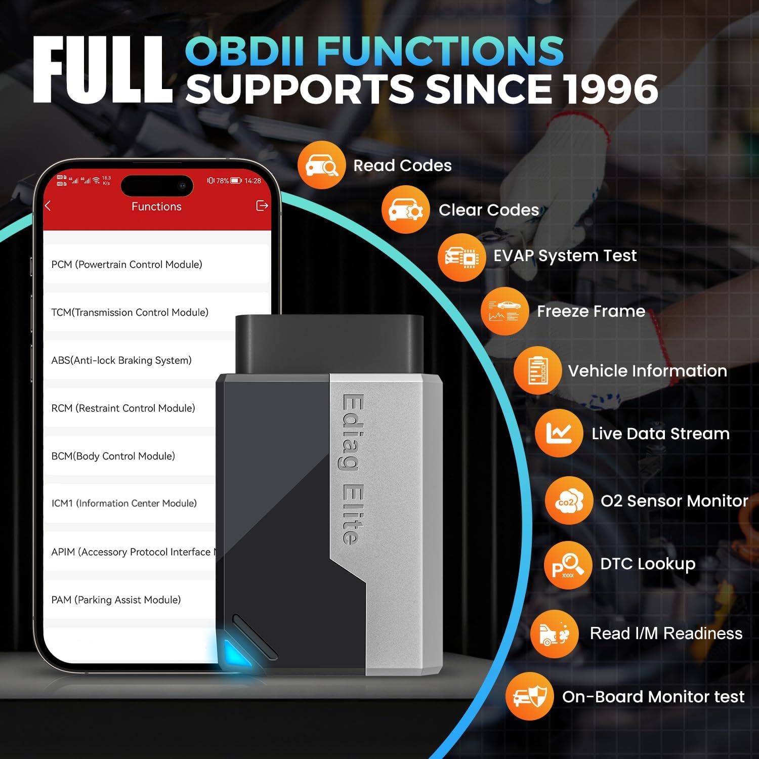 Thumbnail 5 de KINGBOLEN Ediag Elite OBD2 Scanner Bluetooth
