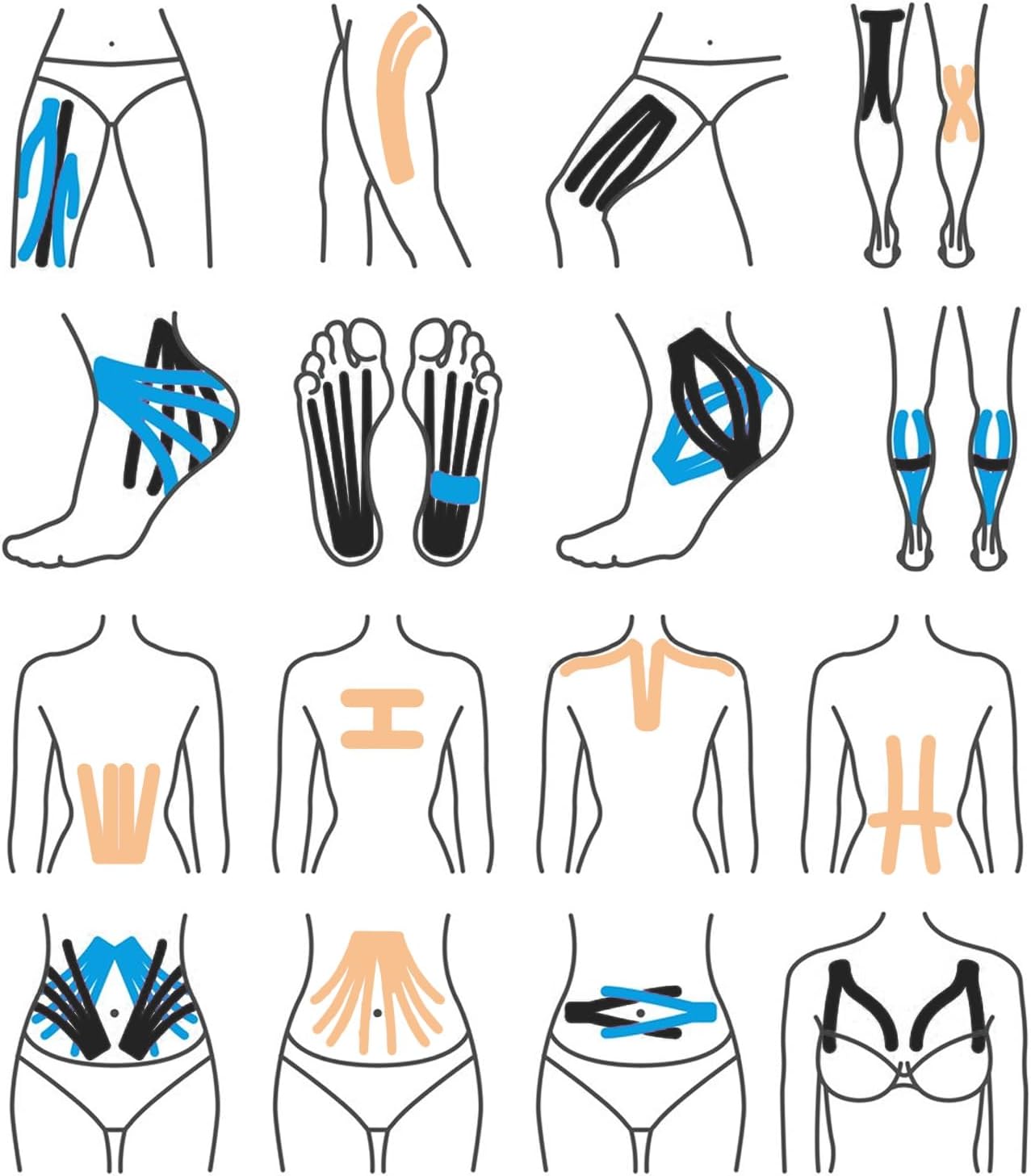 Thumbnail 5 de Ceeport Kinesiologie Tape – 5 cm x 5 m, 3 Rollen (Schwarz, Beige, Blau) – Muskel- und Gelenkunterstützung