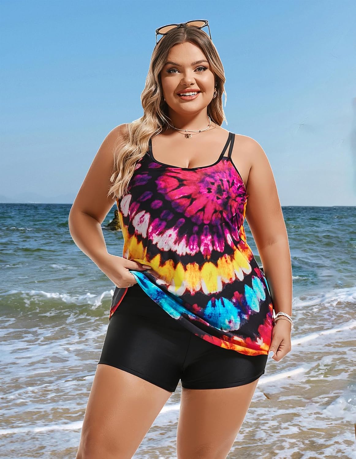 Thumbnail 3 de Hanna Nikole Women's Tankini Swimsuits Two Piece Tummy Control Bathing Suit Modest Swim Top with Shorts Plus Size Swimwear