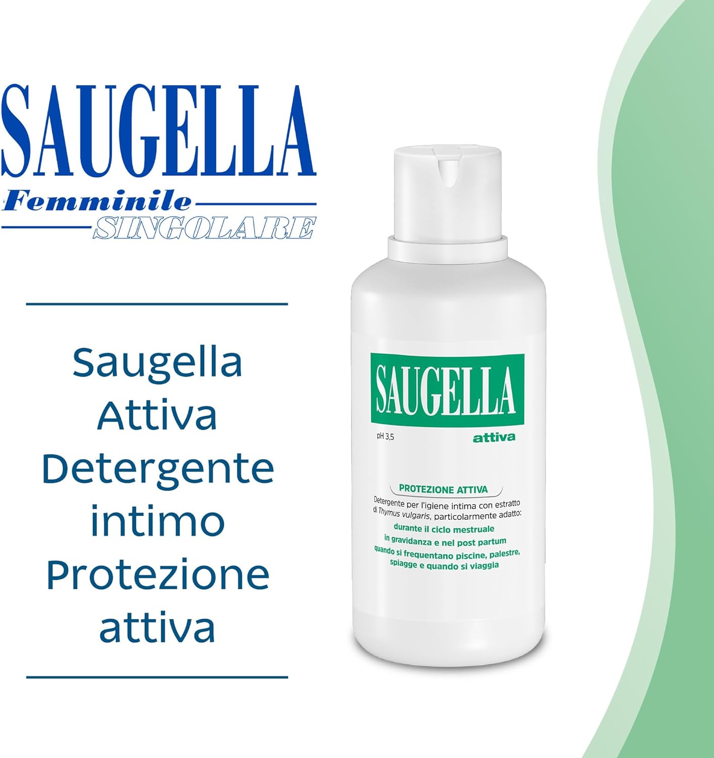 Detalle 2 de Saugella Attiva detergente intimo antibatterico pH 3,5 500 ml