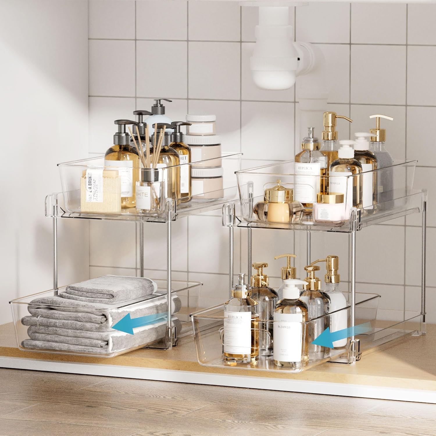 Detalle 2 de Vtopmart 2-Tier Clear Under-Sink Organizer 2️⃣