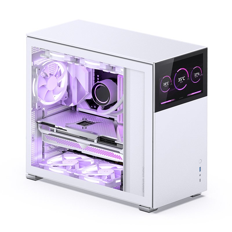 Detalle de Jonsbo D41 STD Cristal templado USB 3.2 con pantalla blanca