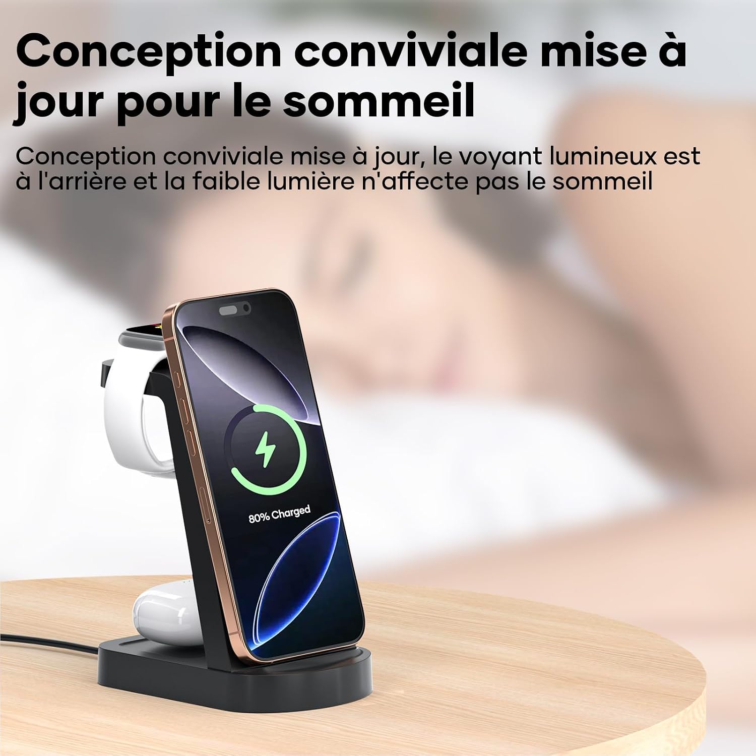 Thumbnail 5 de Station de charge 3-en-1 sans fil 18W pour iPhone, Apple Watch, AirPods