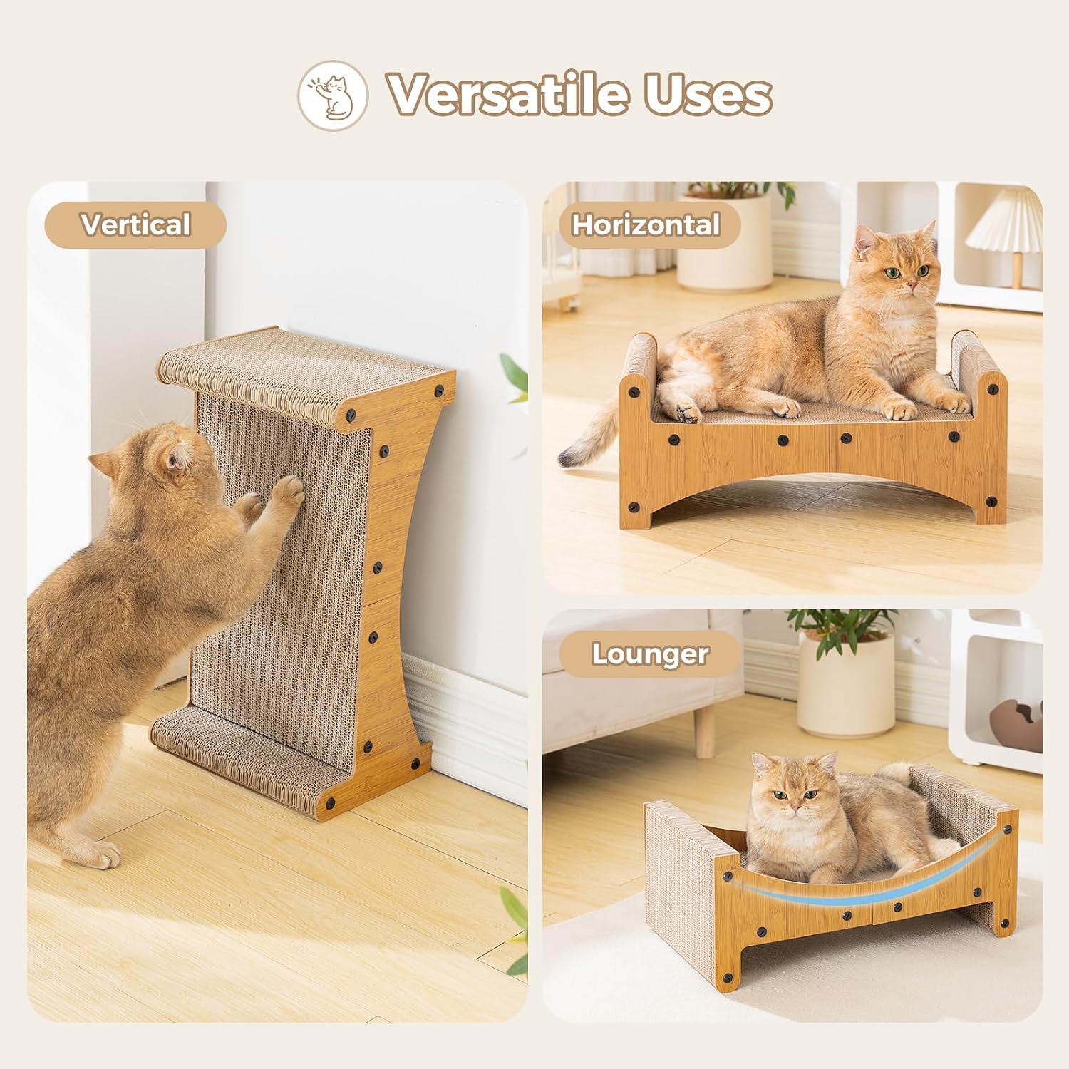 Detalle 2 de Avont Cat Scratcher Cardboard Lounge: 3-in-1 Reversible Bed for Indoor Cats