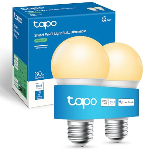 Detalle de Tapo L510E(2-Pack) E27 Smart Bulb: Warm White Dimmable LED, No Hub Required