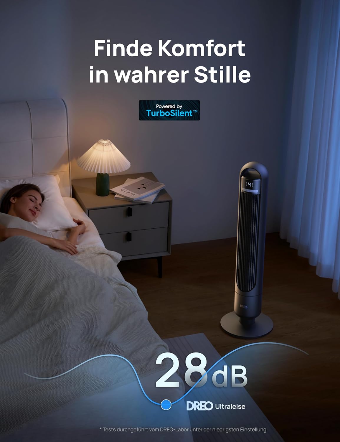 Thumbnail 3 de DREO Leiser Turmventilator mit Kühlung, Fernbedienung & 90° Oszillation – Leiser Tower Fan für Schlafzimmer
