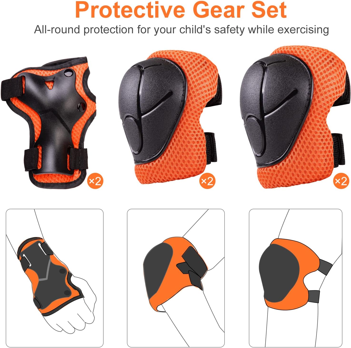 Detalle de Kids Helmet Pads Set for 2-8 Years: Lightweight Protective Gear for Bikes, Skateboards & Scooters