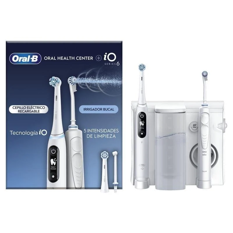 Detalle de Oral-B iO6 OxyJet: cepillo oscilante rotativo con 5 modos, 2 cabezales y Bluetooth