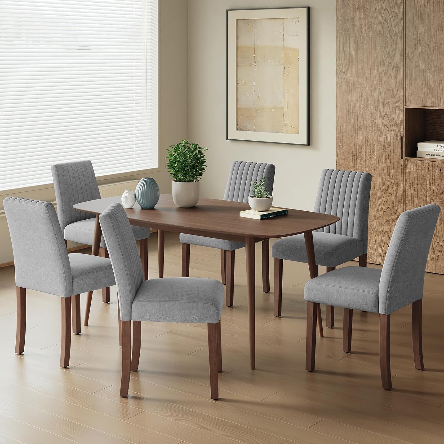 Detalle de COLAMY DCW18B Upholstered Dining Chairs, Set of 6, Dark Grey