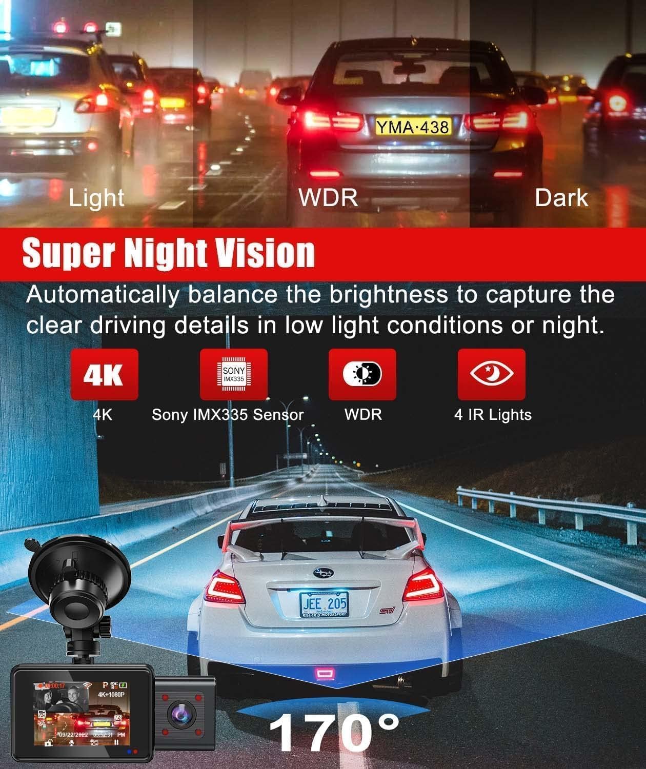 Detalle de 4K/1080P Dual-Dashcam Auto mit 32GB SD-Karte