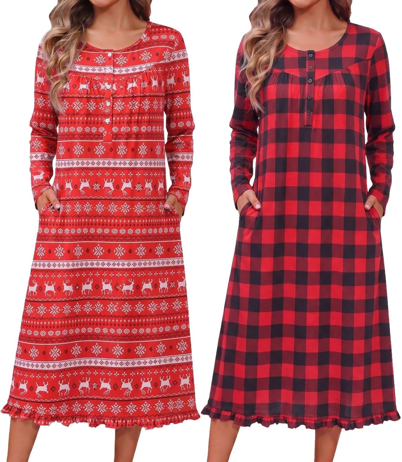 Detalle de Ekouaer Women's Nightgowns, 2-Pack