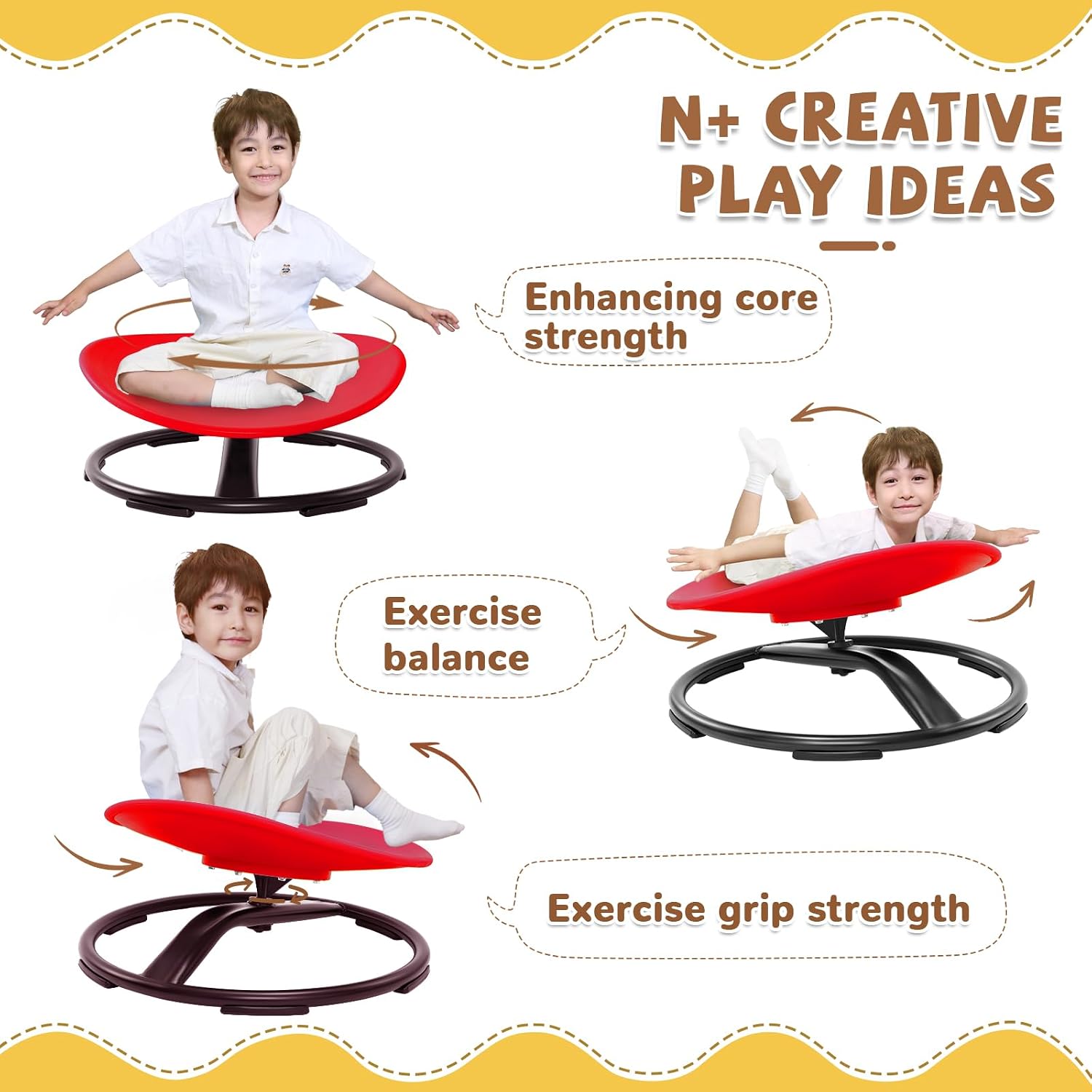 Thumbnail 2 de Zhenx Spinning Chair for Autistic Kids (Ages 3-18) — 220 lb Capacity Sensory Swivel Seat (Red)