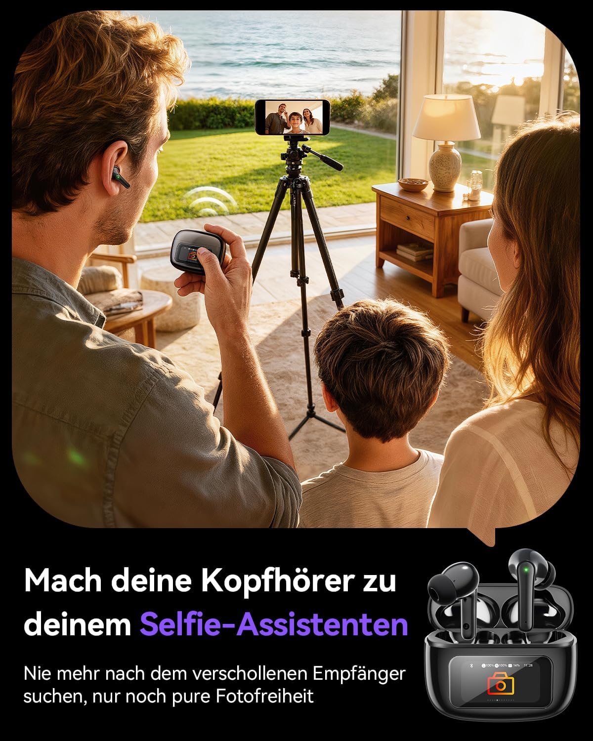 Thumbnail 5 de Kabellose In-Ear Bluetooth-Kopfhörer mit ANC, Touch-LED-Display im Ladecase & Bluetooth 5.4 (schwarz)