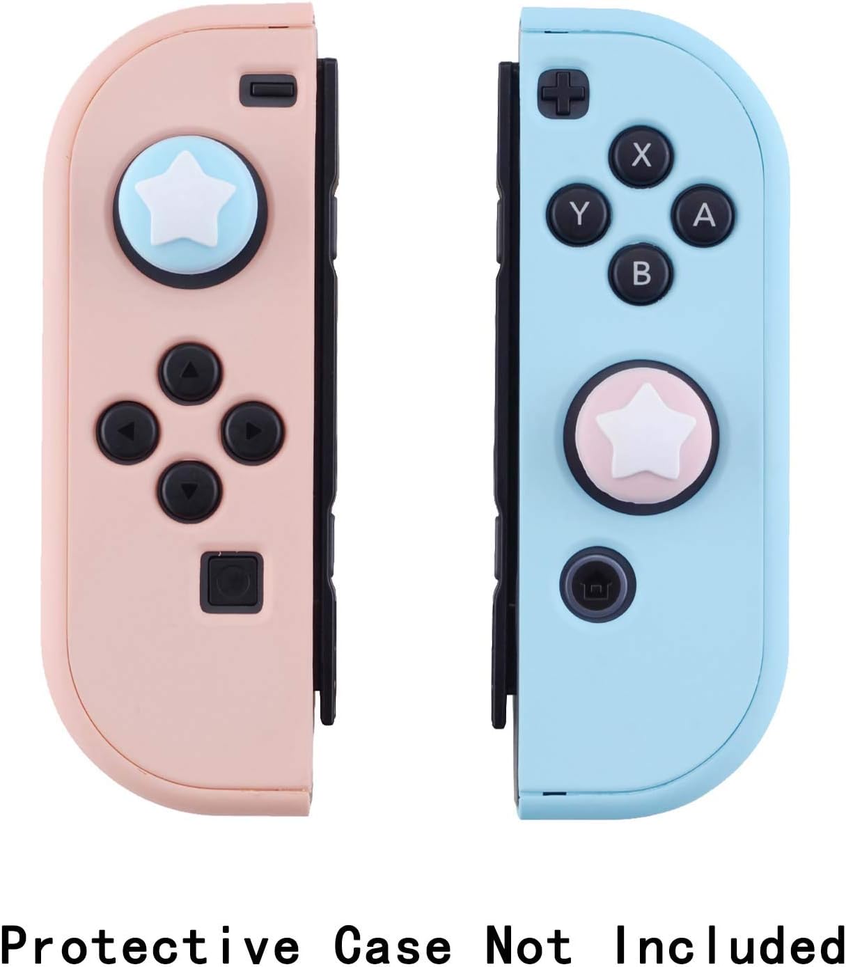 Detalle de eXtremeRate PlayVital Star Design Cute Switch Thumb Grip Caps – Cherry Blossoms Pink & Heaven Blue