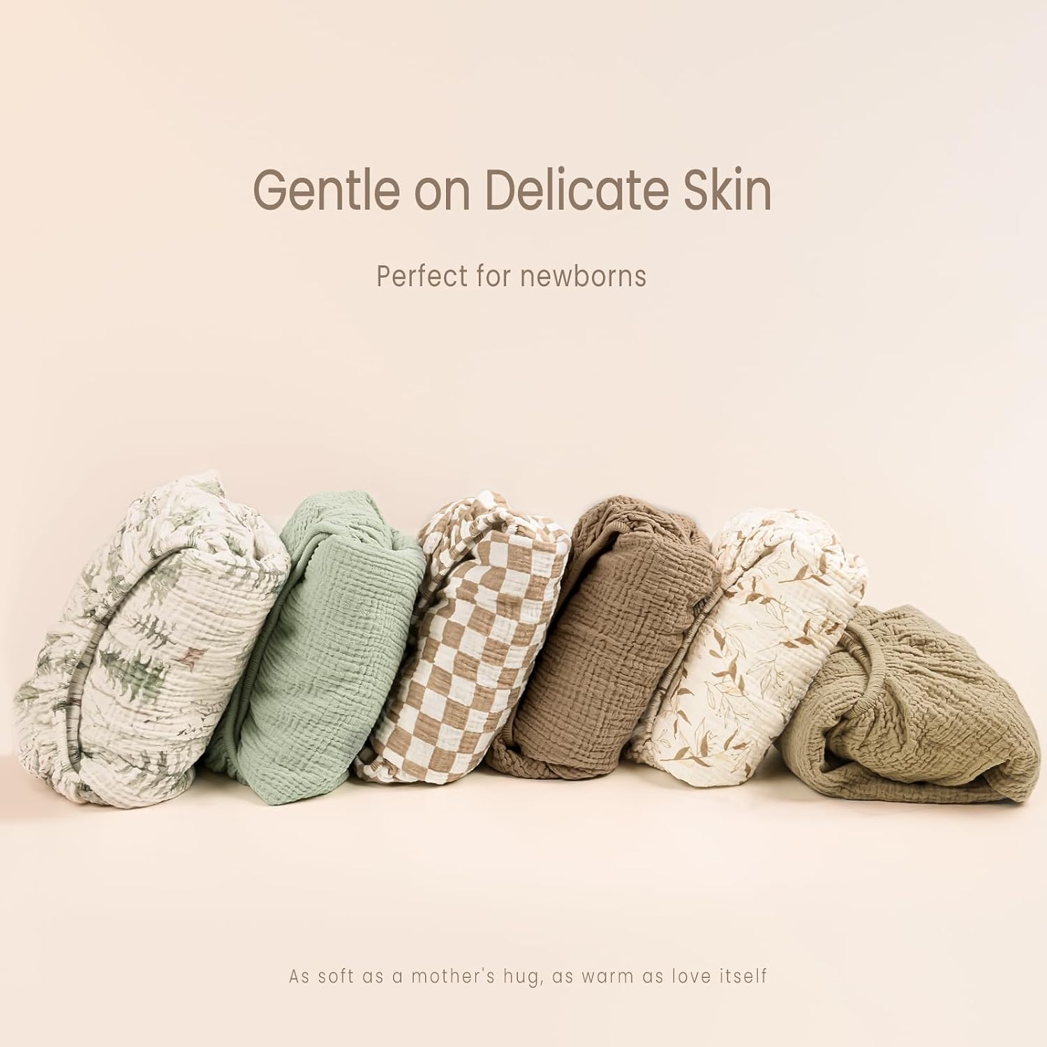 Detalle de lulumoon NS-CPC-2-005 Muslin Changing Pad Covers, 100% Cotton, Olive & Cream