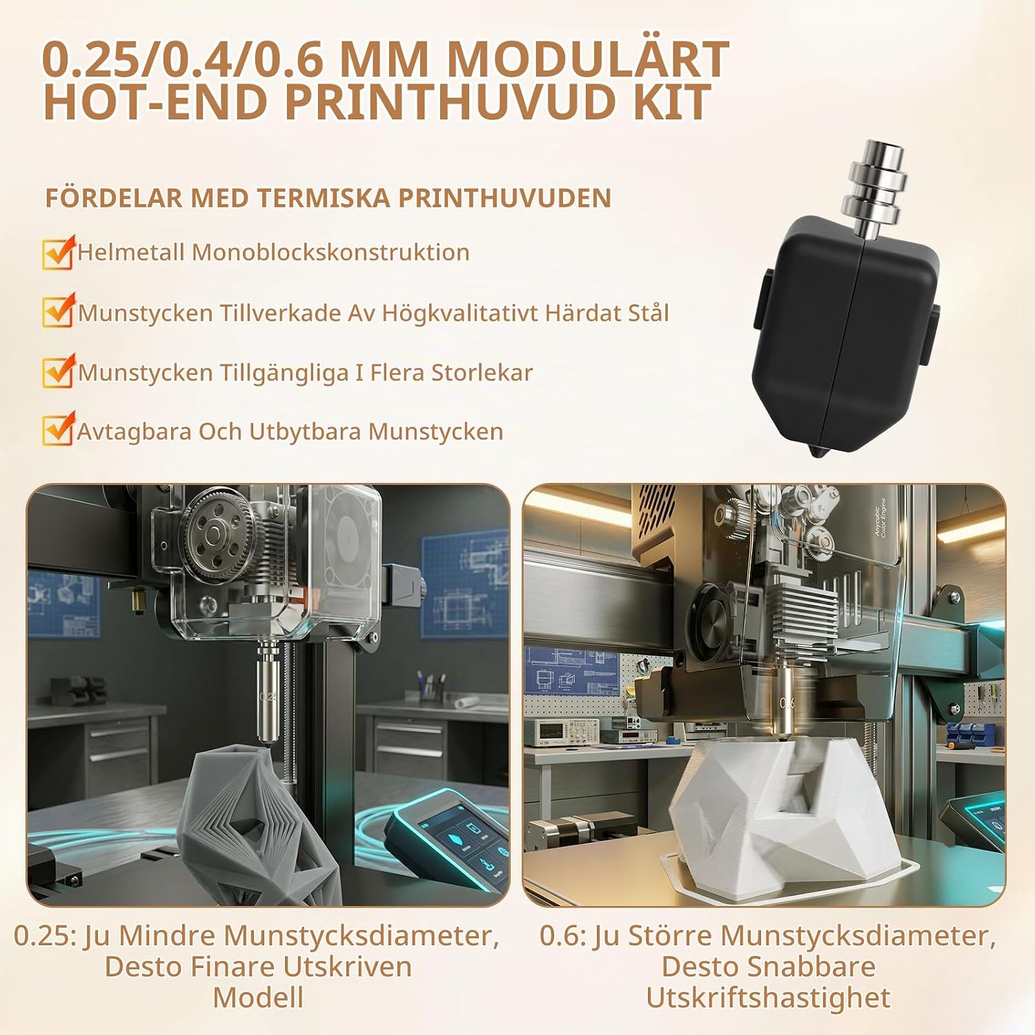 Thumbnail 6 de INQUIRLLY 0,4 mm härdade stålmunstycken för Anycubic Kobra X, 3-pack