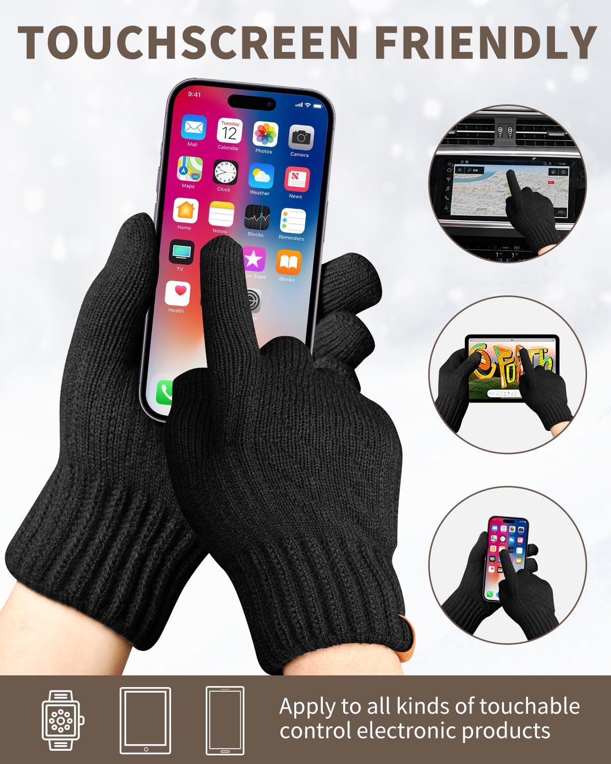 Detalle 2 de ARFNKIM Winter Thermal Gloves touchscreen fleece lining