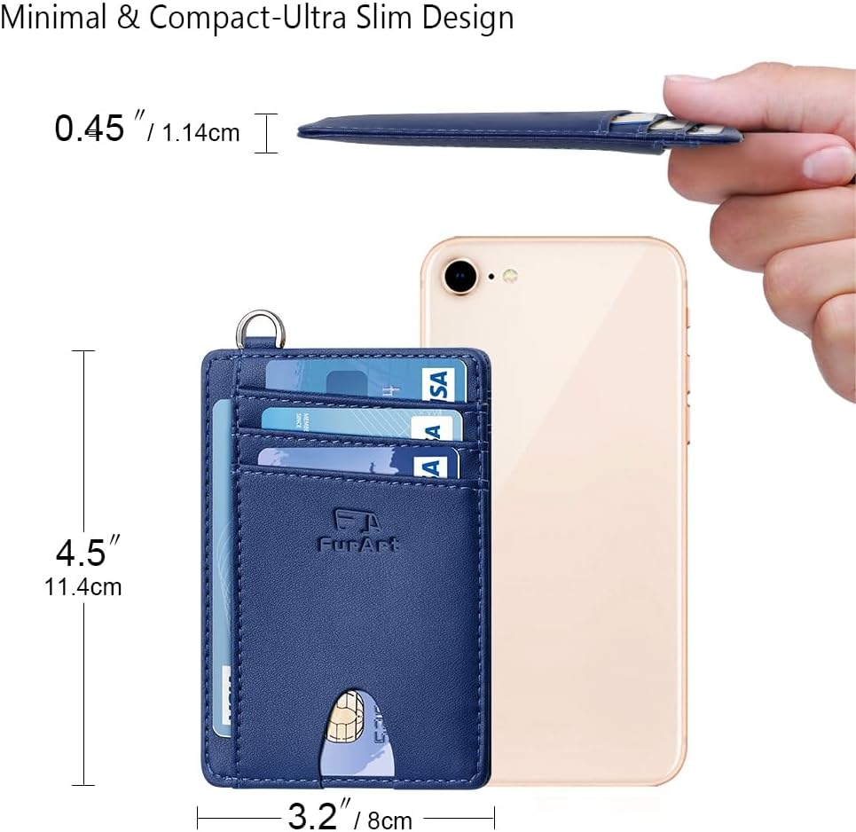 Thumbnail 6 de FurArt Portefeuille minimaliste fin avec blocage RFID, porte-cartes 8 emplacements