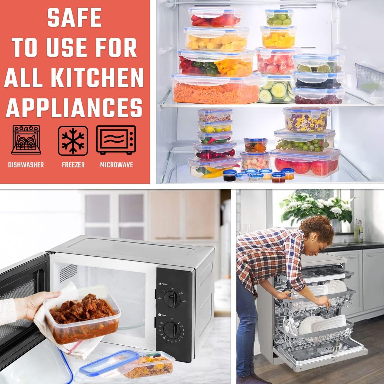 Detalle 1 de RockBerry 32-Piece Food Storage Container Set, Airtight and Stackable