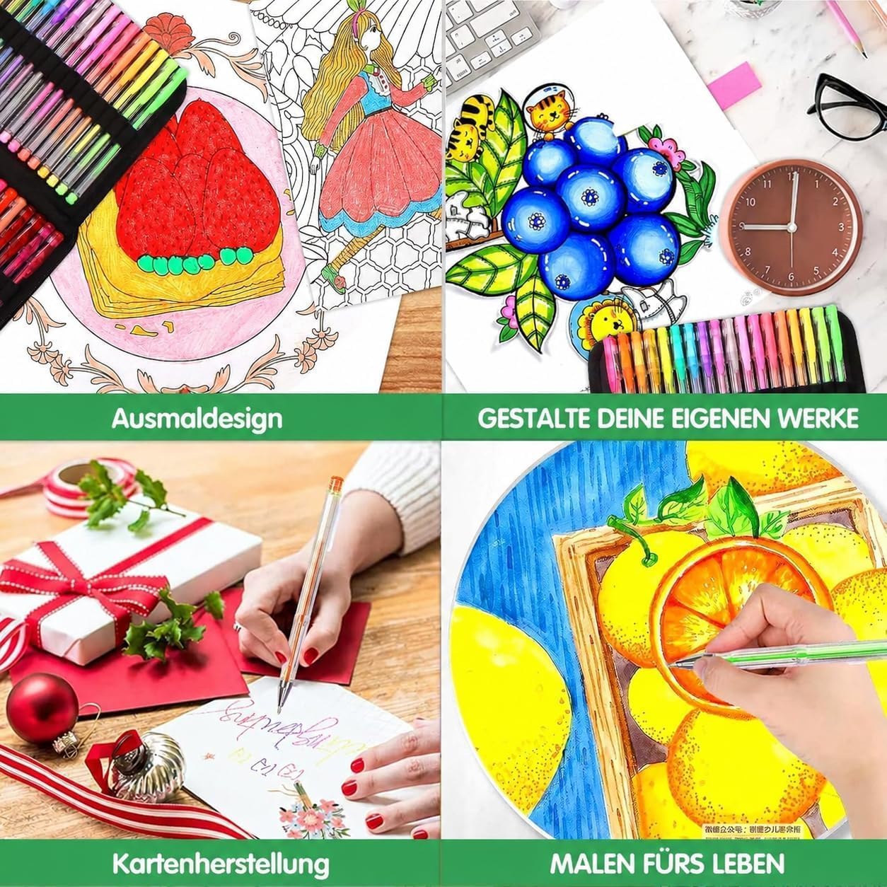 Detalle de Melifluo Confezione da 120 Penne Colorate – gelpennor med glitter och refiller