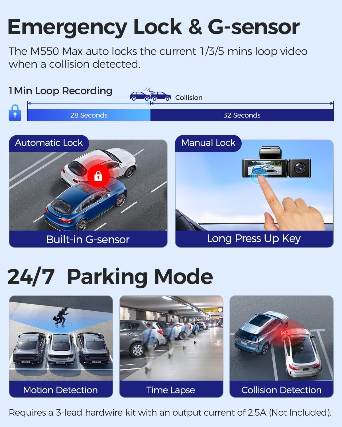 Thumbnail 6 de AZDOME M550 Max 4K 3-Channel Dash Cam with Dual STARVIS Sensors, Built-in WiFi & GPS, 64GB Card Included