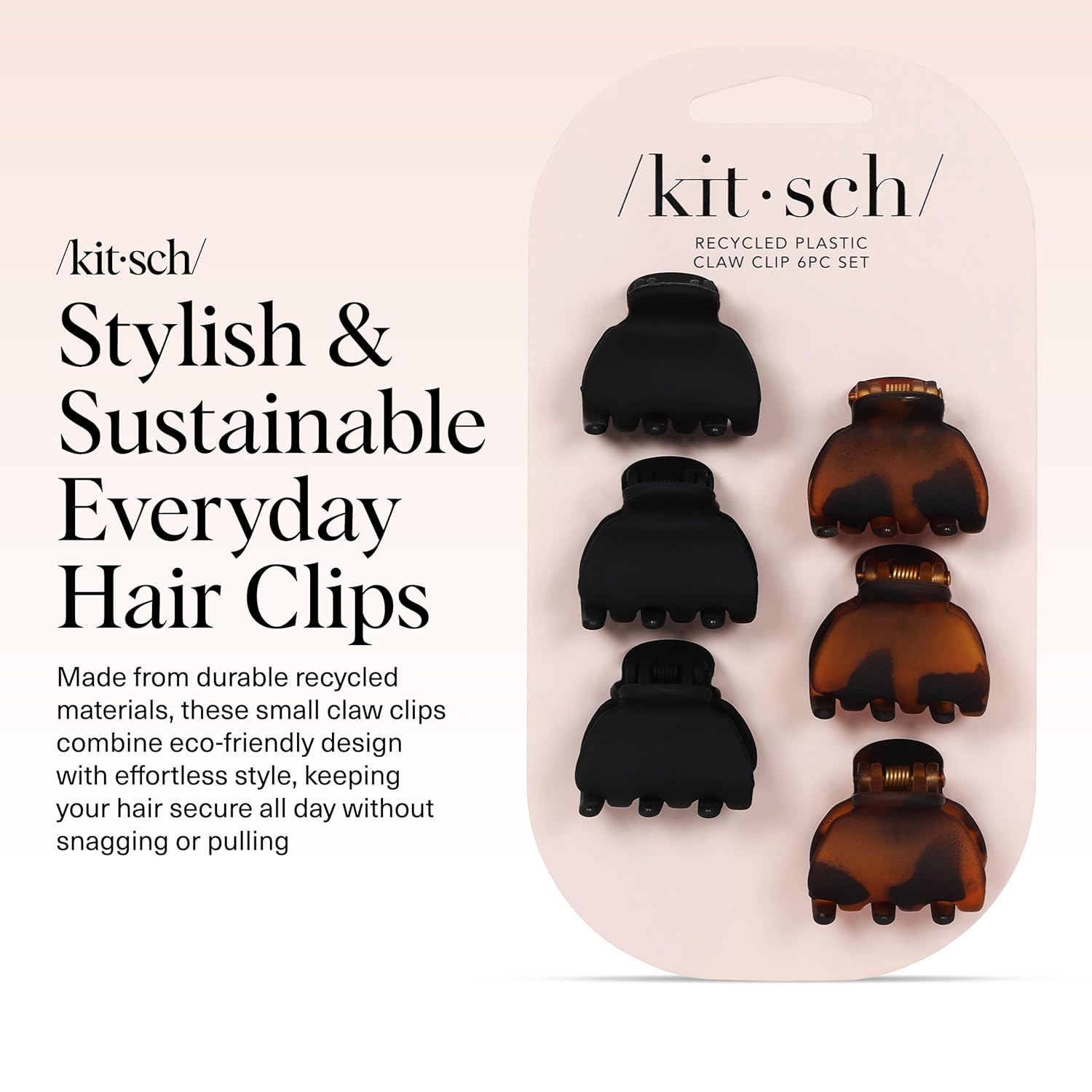 Thumbnail 6 de Kitsch Mini Claw Clips (Tortoise & Black) — 6 Pack Small Hair Clips for Women & Kids