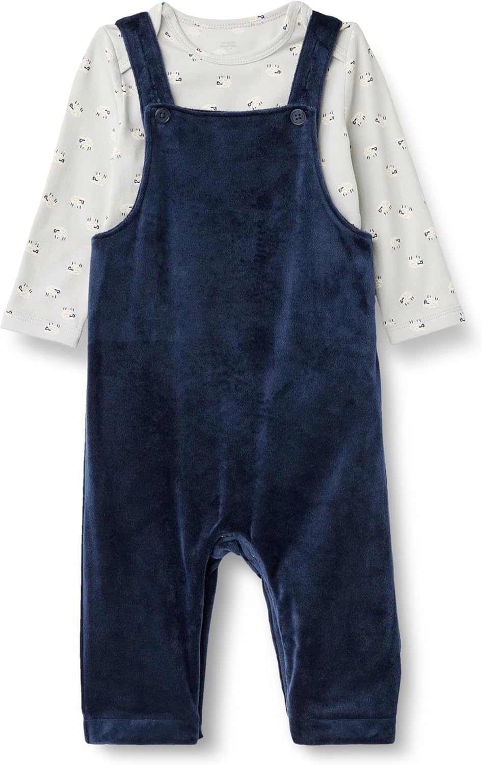 Detalle de Amazon Essentials x Sofia Grainge Unisex Babies' Velour Overall and Long Sleeve Bodysuit Set