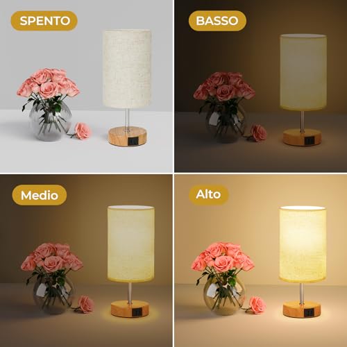 Detalle de Lampada da Comodino Touch Set di 2 Suright: luce dimmerabile, ricarica integrata