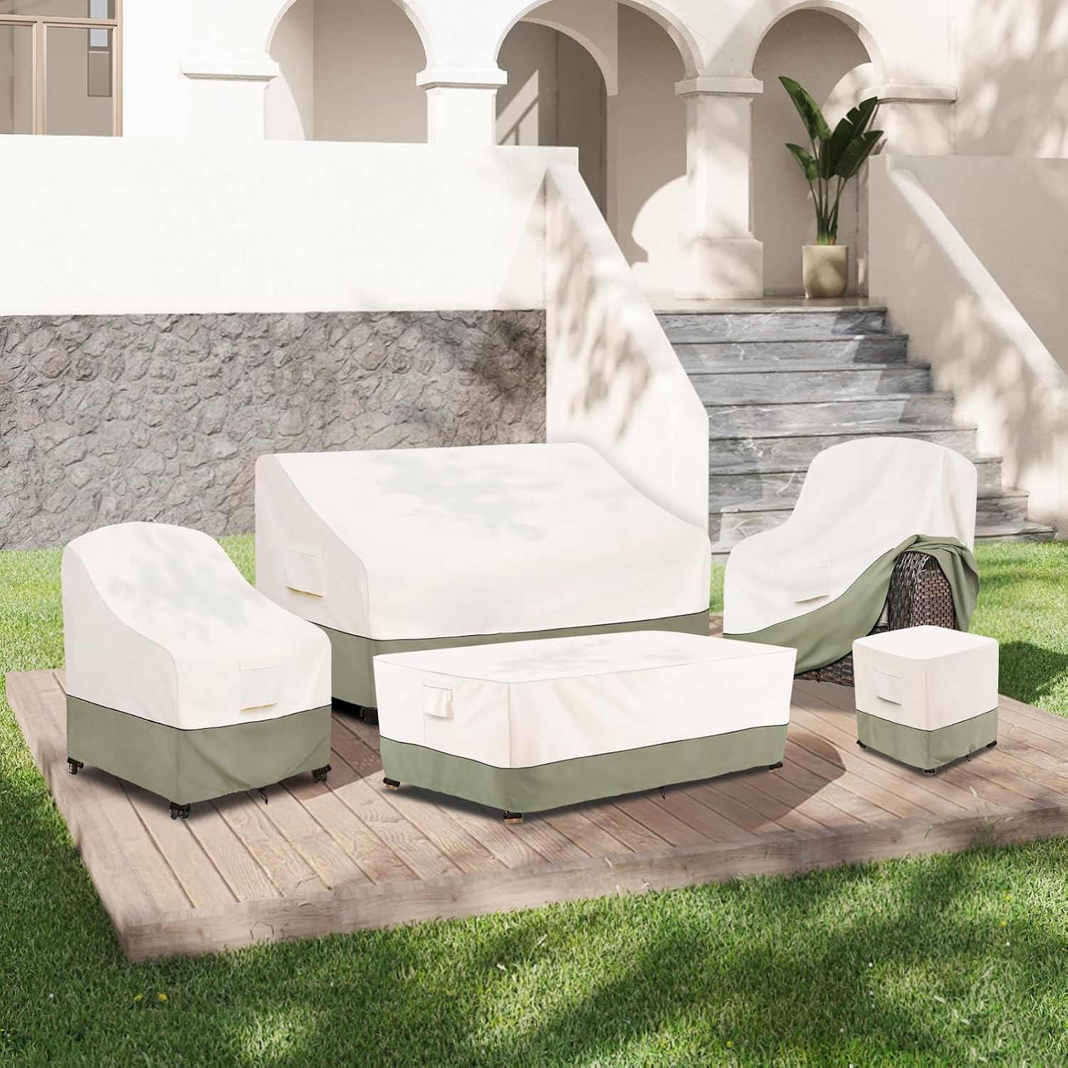 Thumbnail 4 de Bitubi 1026-MB-48 Waterproof Patio Table Cover, 600D Fabric, Beige