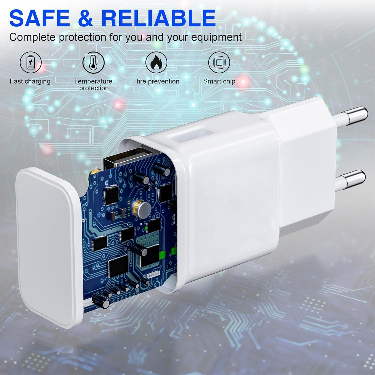 Detalle de Caricabatterie rapido USB 18W con cavo da 1 m per Xiaomi Redmi e Galaxy: ricarica sicura e comoda