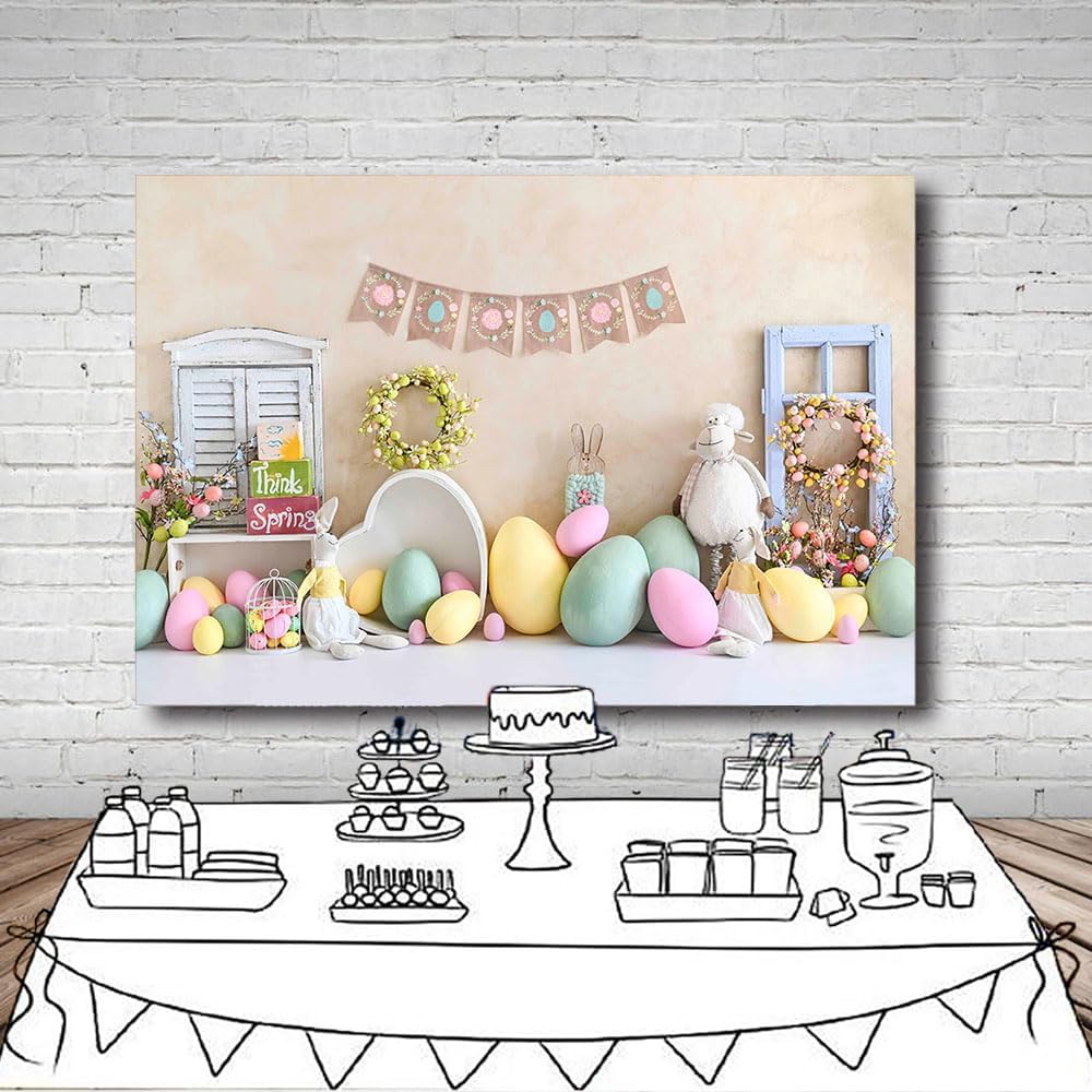 Thumbnail 4 de MEHOFOND 10x7ft Easter Photography Backdrop – Spring Rabbit Egg Theme, Seamless Fabric for Photo Booths and Parties