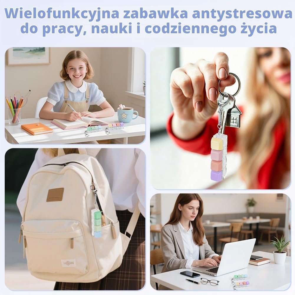 Thumbnail 6 de AUAUY 5702741 – brelok antystresowy, mini klawiatura z 4 przyciskami, 2 sztuki