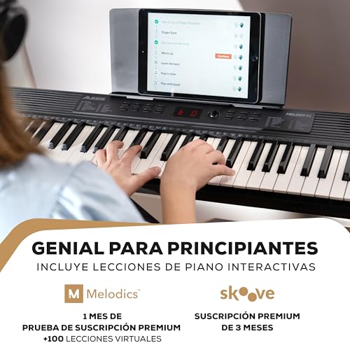 Detalle de Alesis Melody 61 MK4: Teclado de 61 teclas con accesorios para aprender piano