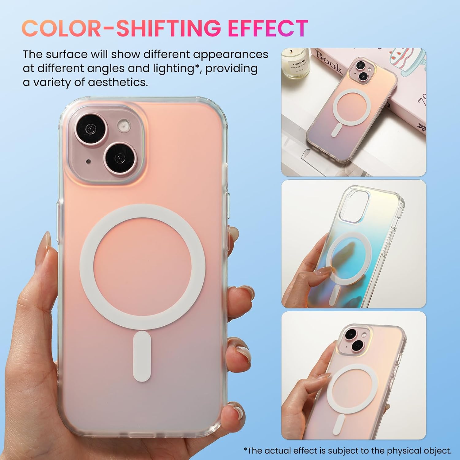 Detalle de ORNARTO Rainbow Iridescent MagSafe Case for iPhone 15 (6.1 inch) – shockproof protective cover