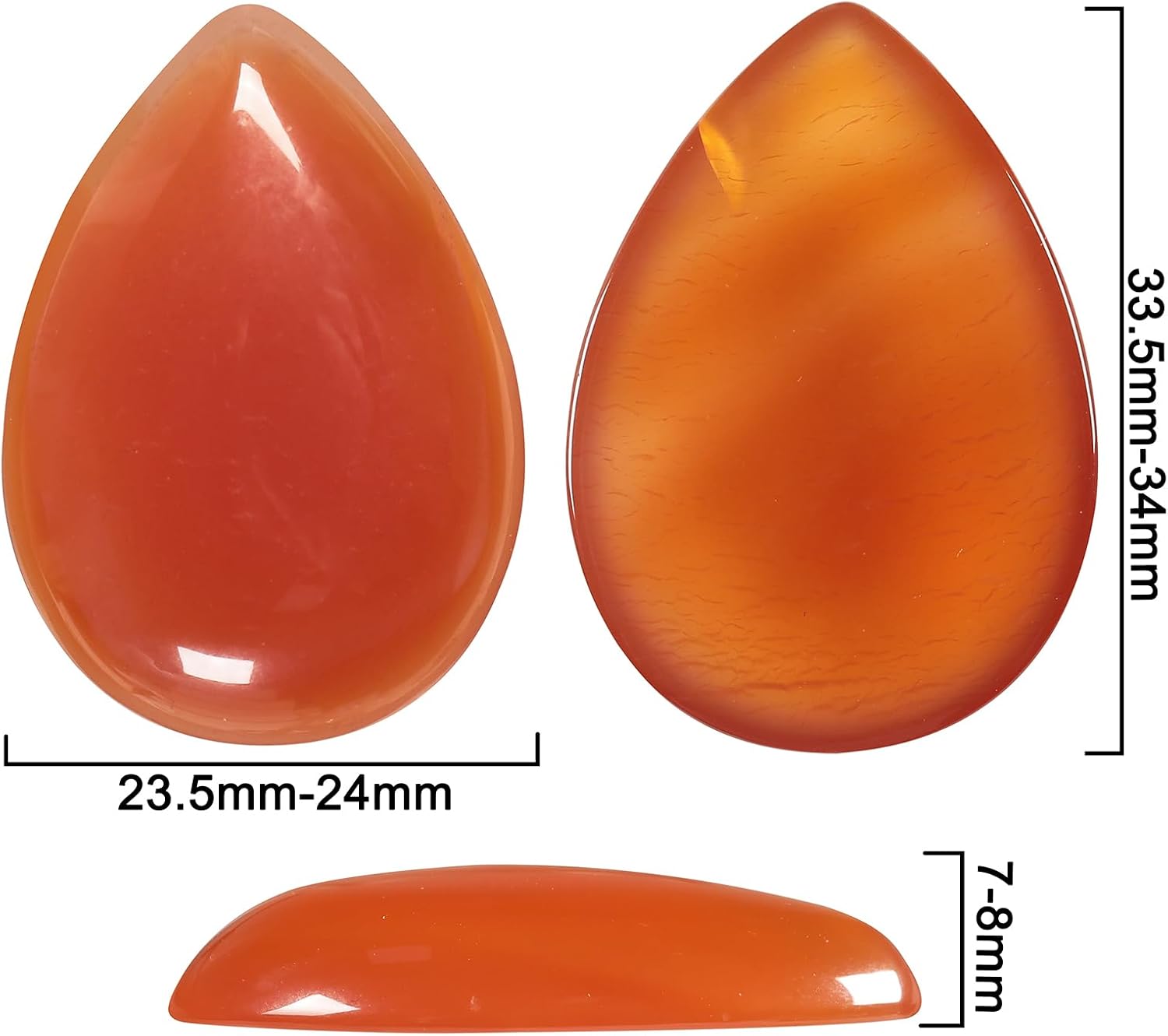 Detalle de dssmboom US-YQ-0007106 Carnelian Teardrop Cabochons, Flat-Back, 6-Pack