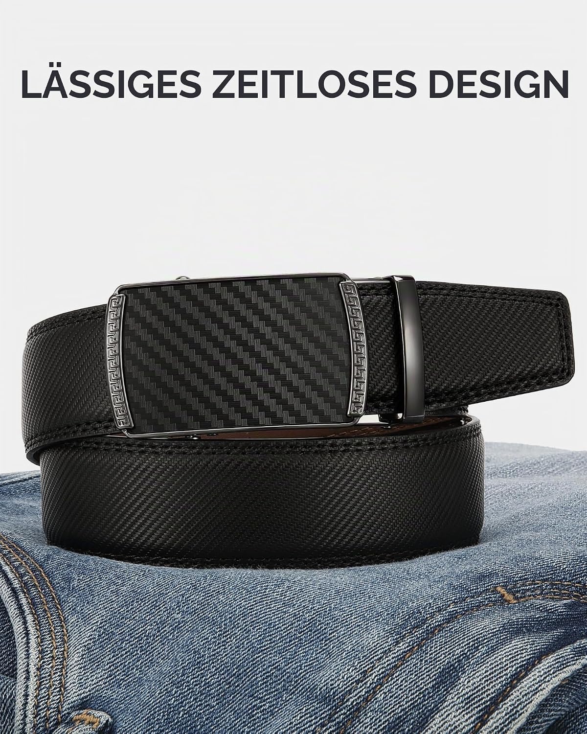 Detalle de CHAOREN Automatik Gürtel Herren – 35 mm Breite, verstellbar, Ledergürtel mitratischer Schnalle