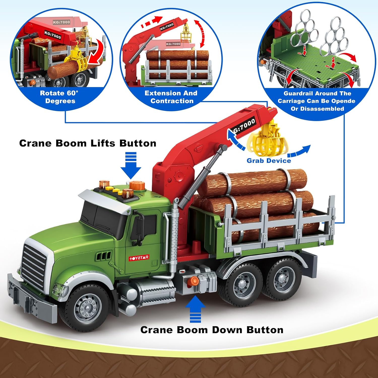 Thumbnail 1 de 15" Farm Logging Truck Toy